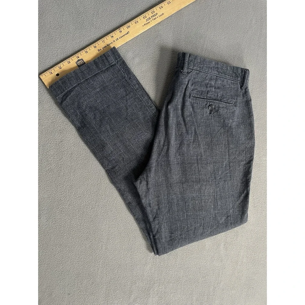 J.Crew Chino Pants Mens 34x32 Gray Glen Plaid At399  Stretch Comfort 34x30 Fit